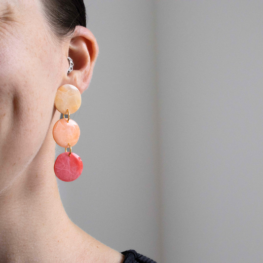 Summer Essentials - lange oorbellen oranje, roze, lichtblauw