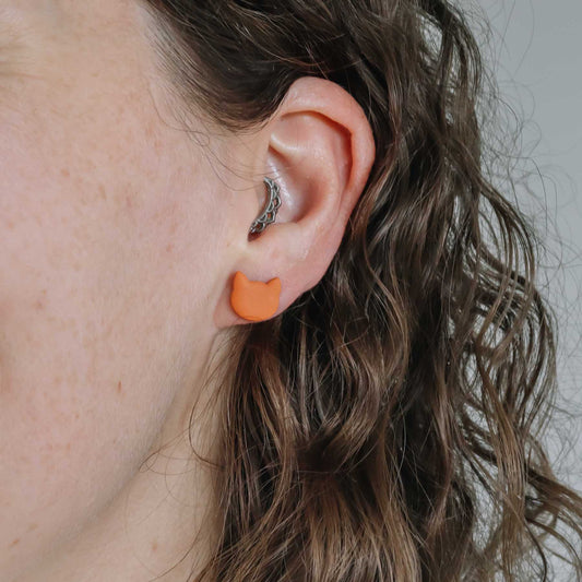 Cattitude - rosse kat - kleine oorknopjes - effen