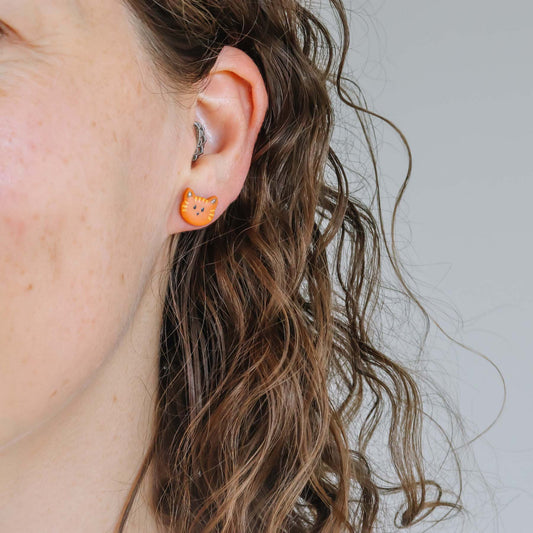 Cattitude - rosse kat - kleine oorknopjes