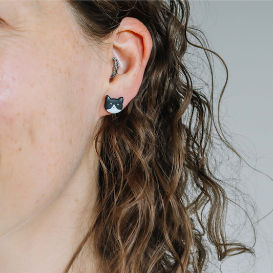 Cattitude - tuxedo kat - kleine oorknopjes