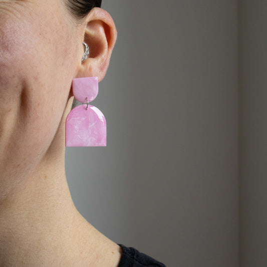 Pink Marble - oorhangers 2