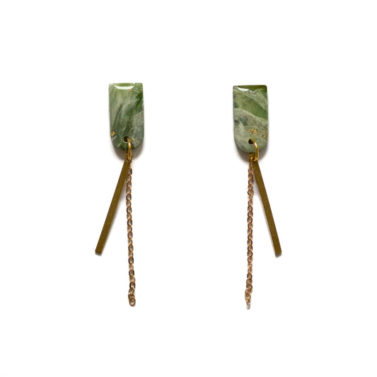 One of a kind - groene marmer oorhangers - 2