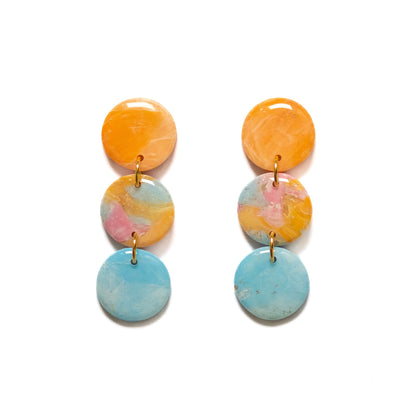 Summer Essentials - lange oorbellen oranje, roze, lichtblauw