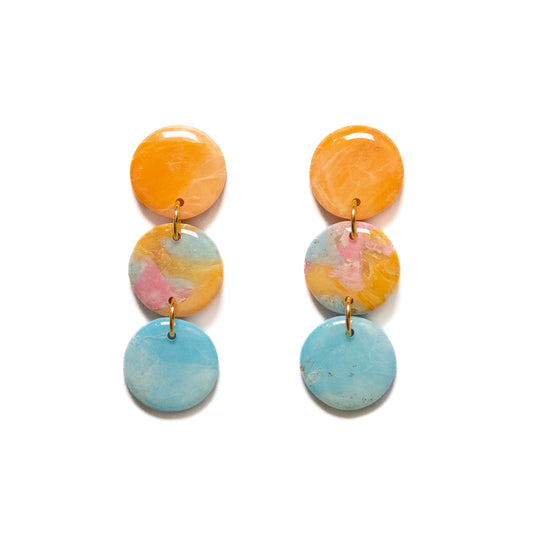 Summer Essentials - lange oorbellen oranje, roze, lichtblauw