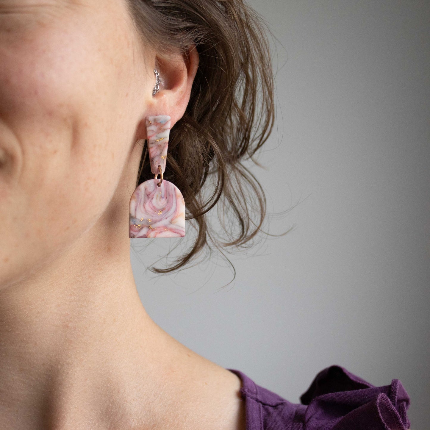 Pink & Blue Howlite - oorhangers 2