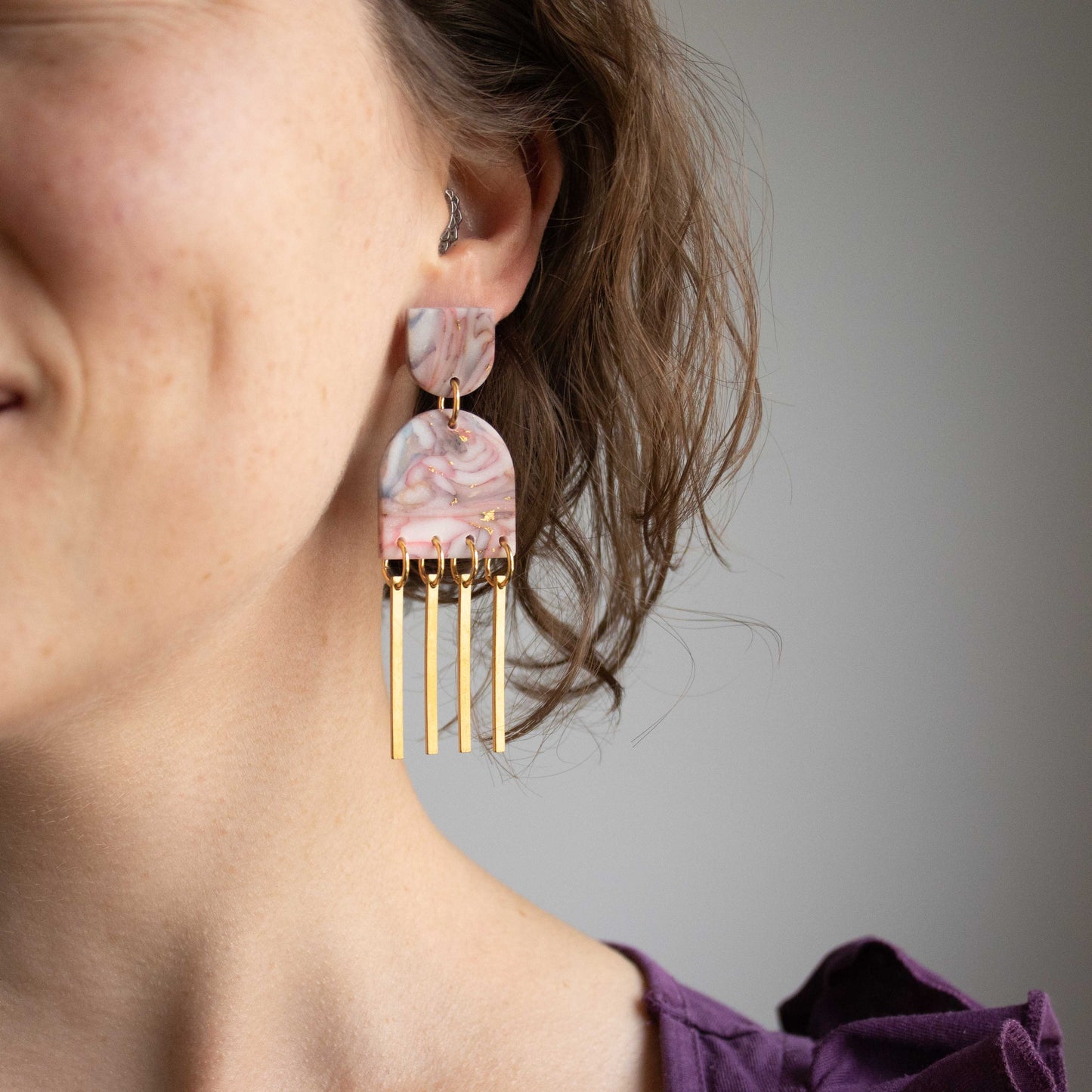 Pink & Blue Howlite - oorhangers 1