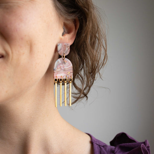 Pink & Blue Howlite - oorhangers 1
